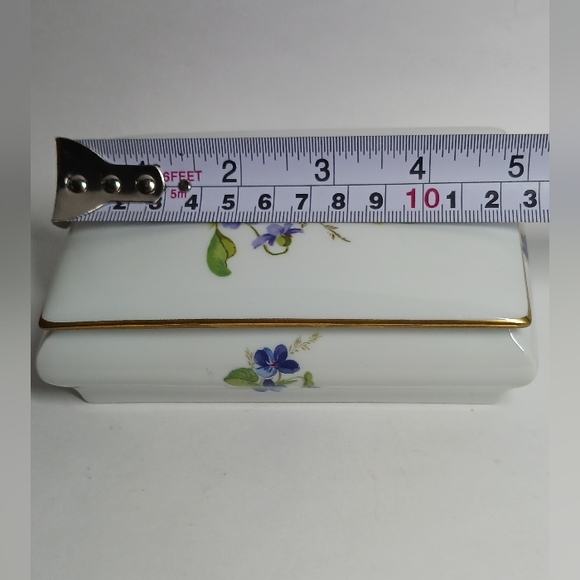 Limoges Covered Trinket Vanity Dish Violets LEC Leclair Candy Jewelry Porcelain - Picture 7 of 9